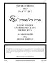 Single Girder Underrunning Crane Bridge Kits - 113533-93